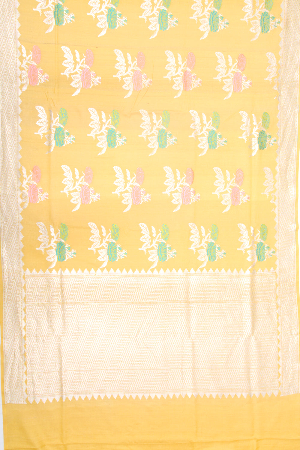 Banrasi Tussar Georgette Butta Yellow Saree