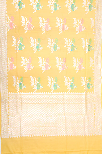 Banrasi Tussar Georgette Butta Yellow Saree