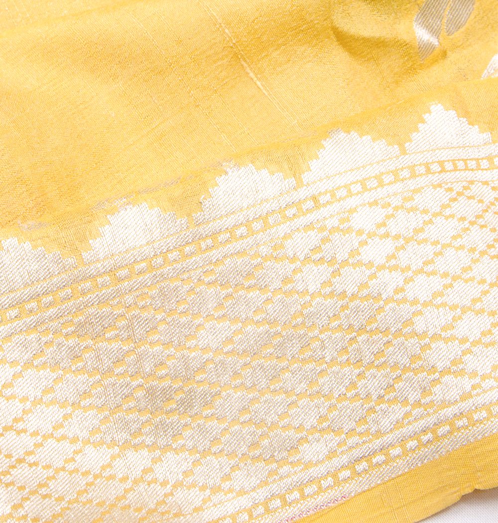 Banrasi Tussar Georgette Butta Yellow Saree
