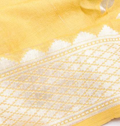 Banrasi Tussar Georgette Butta Yellow Saree