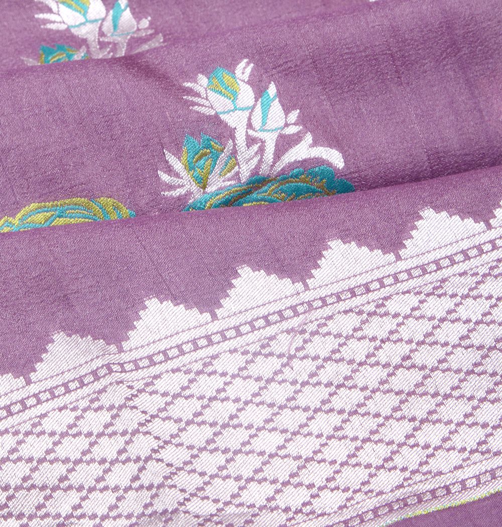 Banarasi Tussar Georgette Brocade Purple Saree