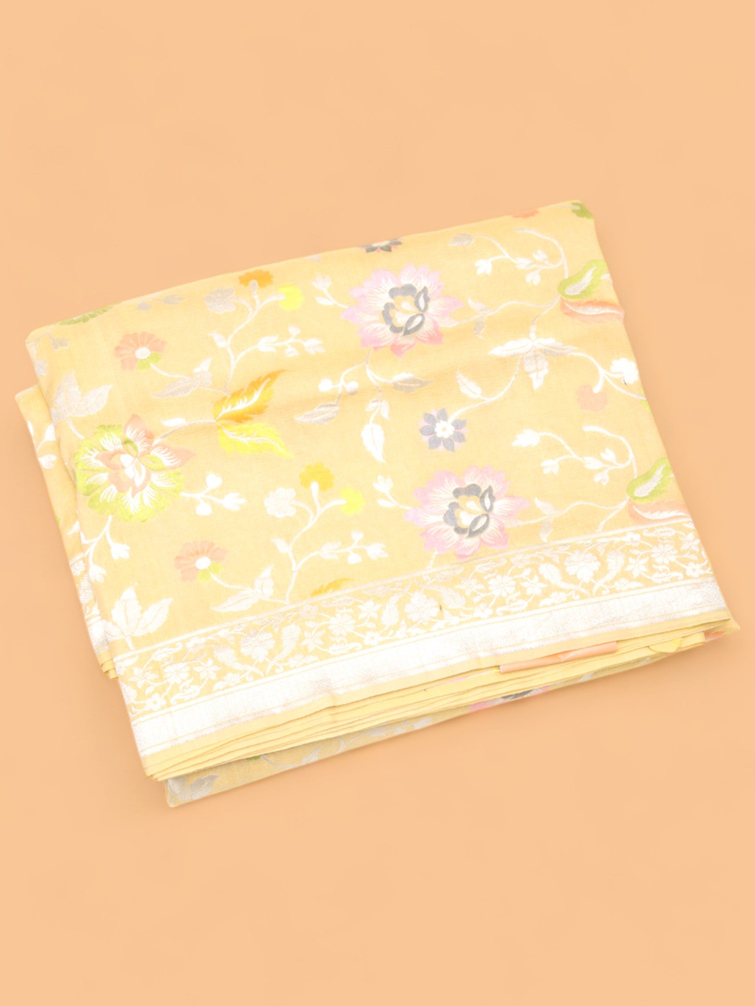 Banarasi Tussar Georgette Jaal Yellow Saree