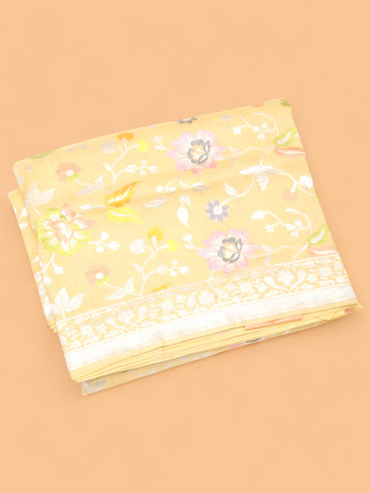Banarasi Tussar Georgette Jaal Yellow Saree