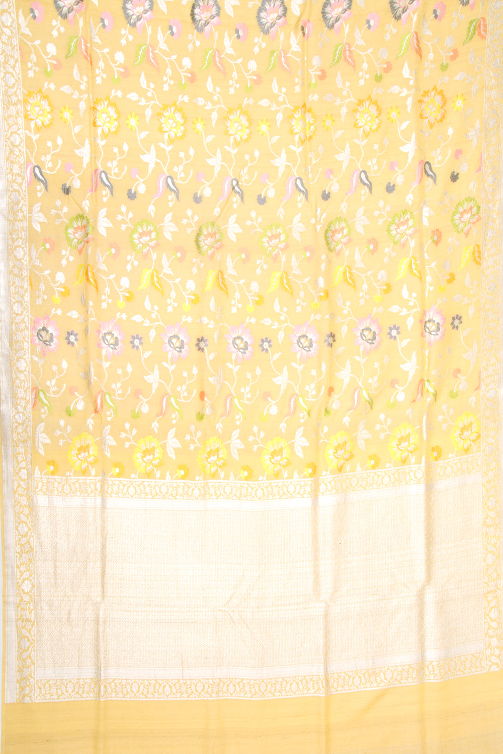 Banarasi Tussar Georgette Jaal Yellow Saree
