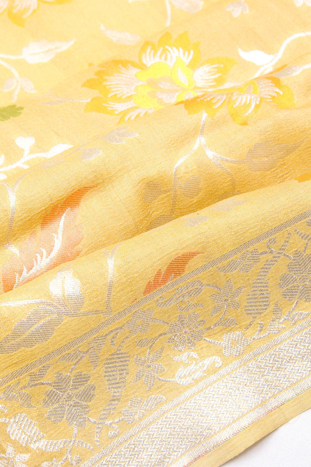 Banarasi Tussar Georgette Jaal Yellow Saree