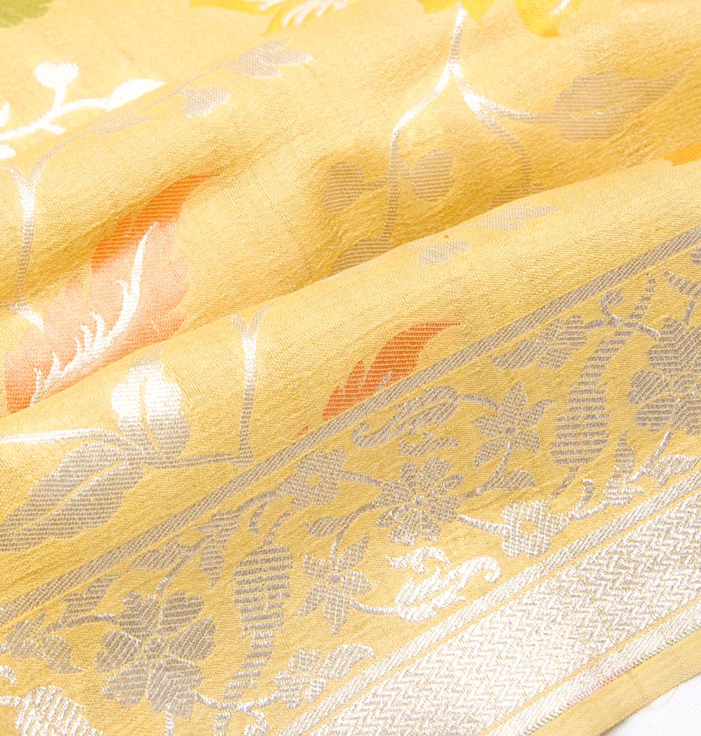 Banarasi Tussar Georgette Jaal Yellow Saree