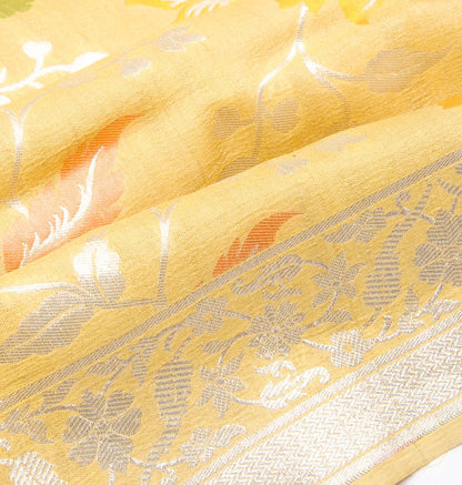 Banarasi Tussar Georgette Jaal Yellow Saree
