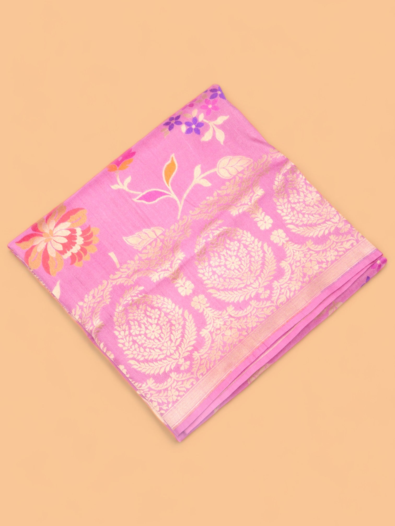 Banarasi Tussar Georgette Jaal Pink Saree