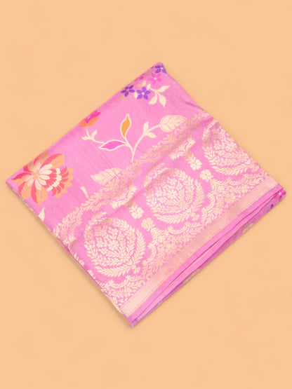 Banarasi Tussar Georgette Jaal Pink Saree