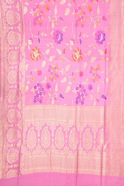 Banarasi Tussar Georgette Jaal Pink Saree