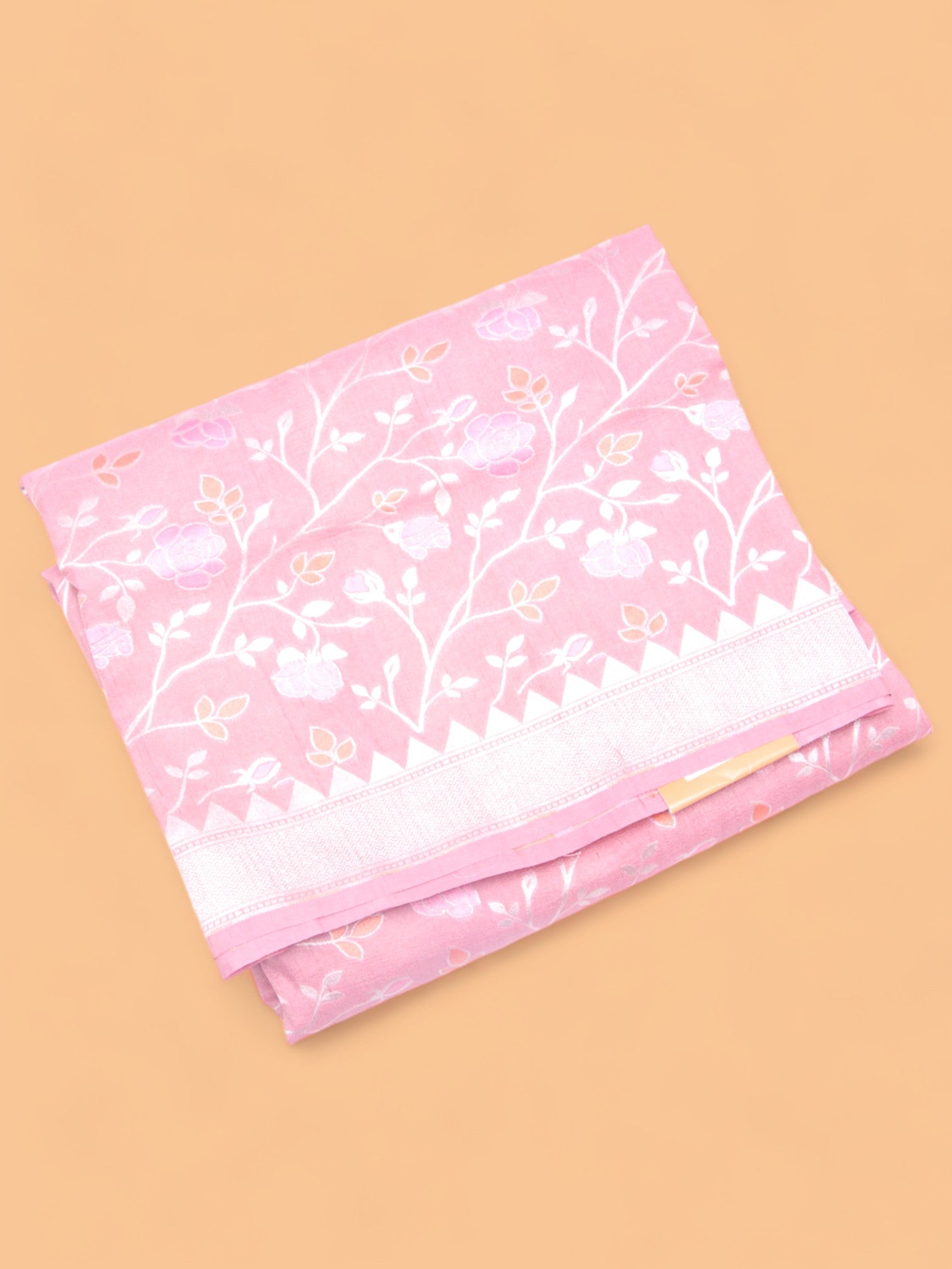 Banarasi Tussar Georgette Jaal Peach Saree