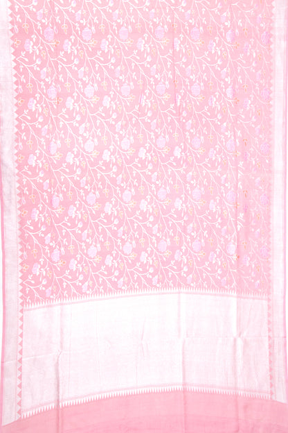 Banarasi Tussar Georgette Jaal Peach Saree