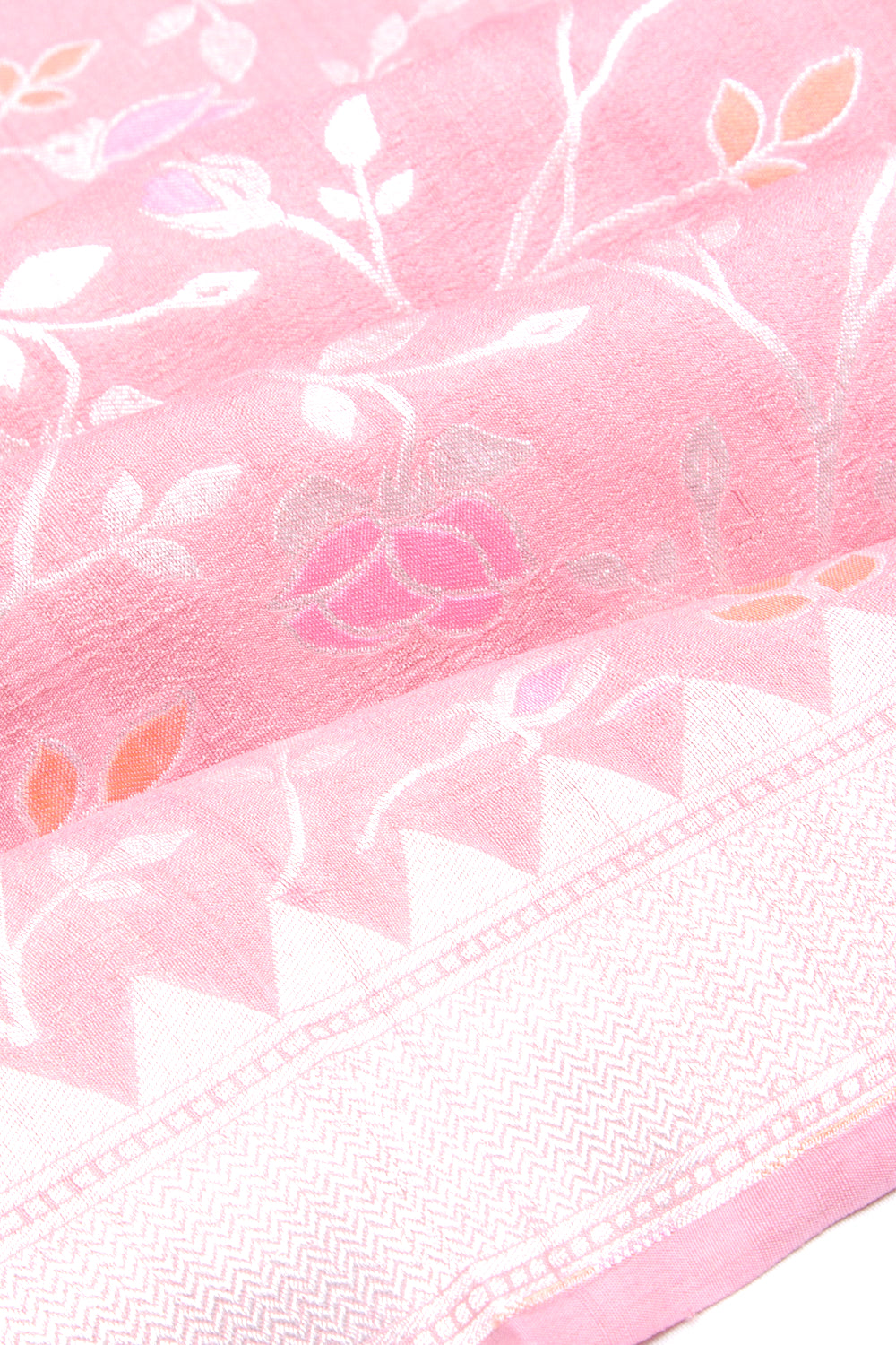 Banarasi Tussar Georgette Jaal Peach Saree