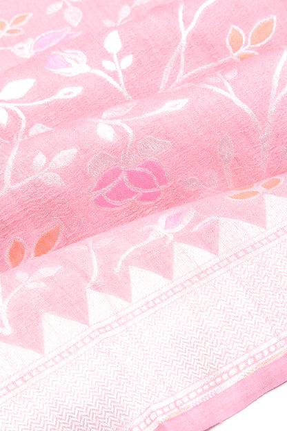 Banarasi Tussar Georgette Jaal Peach Saree