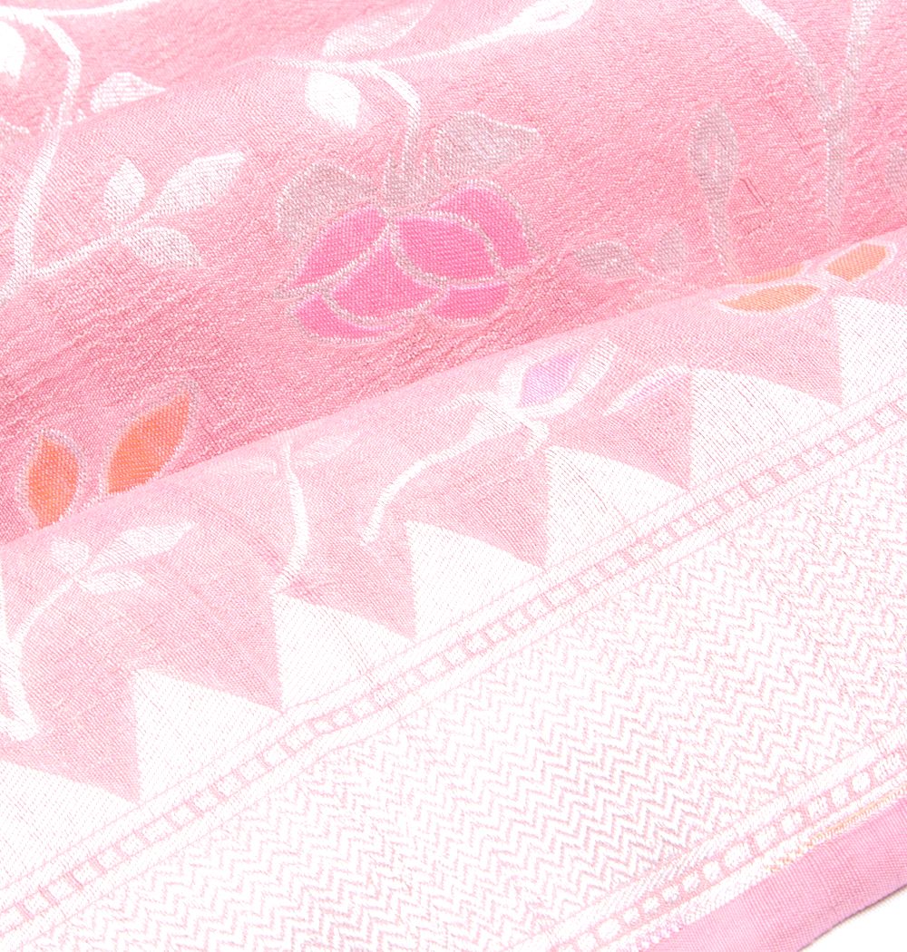 Banarasi Tussar Georgette Jaal Peach Saree