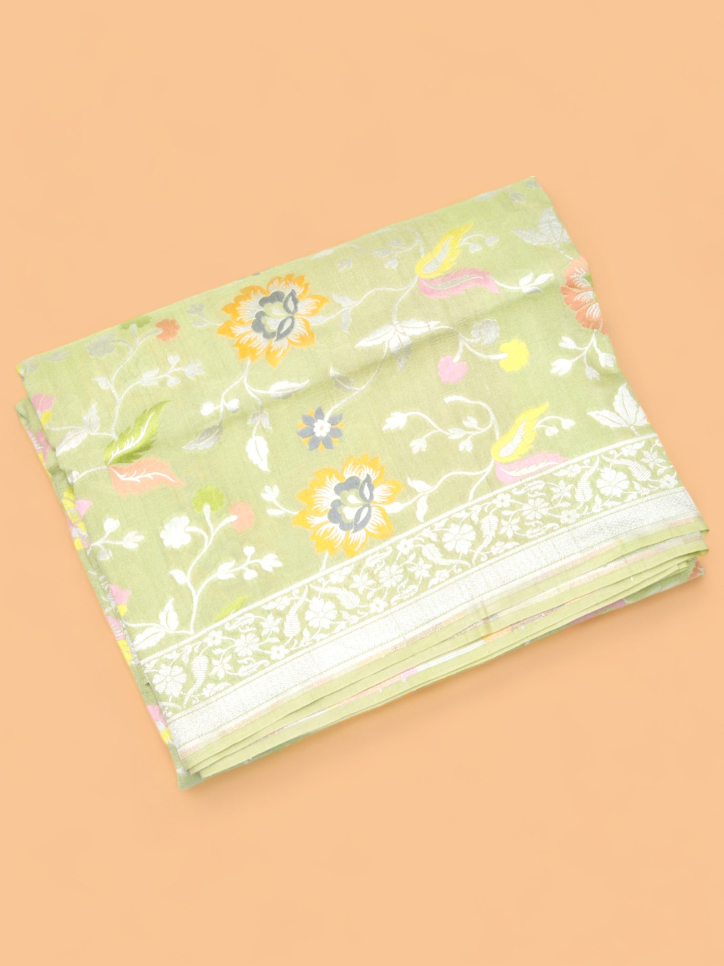 Banarasi Tussar Georgette Brocade Pastel Green Saree