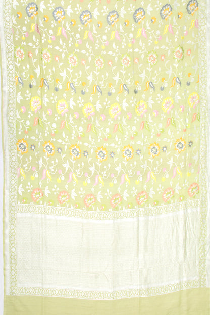 Banarasi Tussar Georgette Brocade Pastel Green Saree