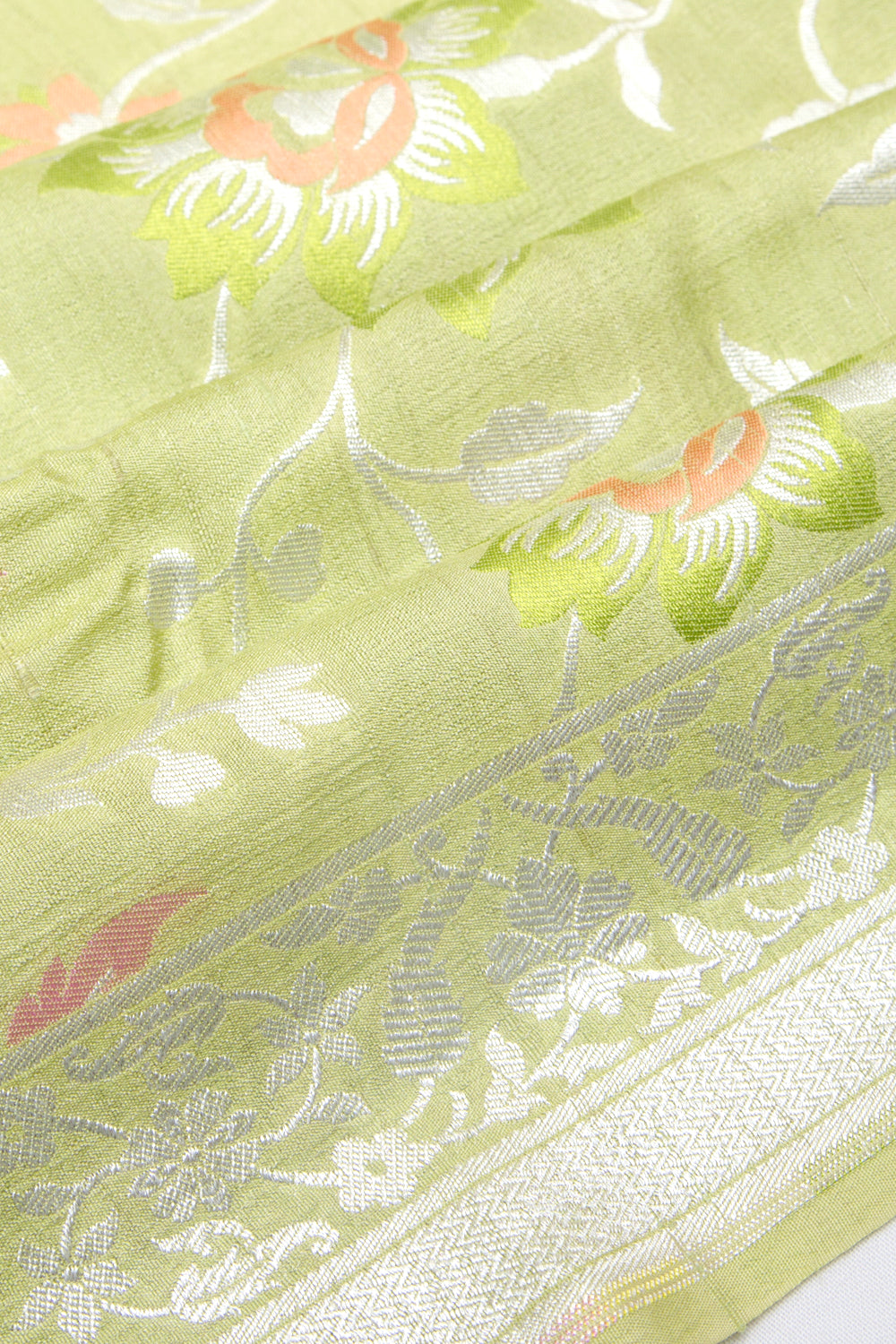 Banarasi Tussar Georgette Brocade Pastel Green Saree