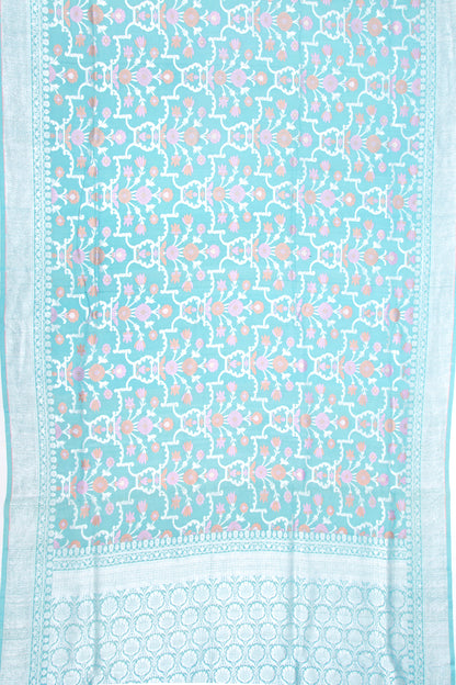 Banarasi Tussar Georgette Jaal Blue Saree