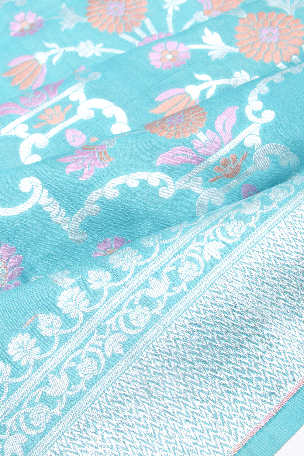 Banarasi Tussar Georgette Jaal Blue Saree