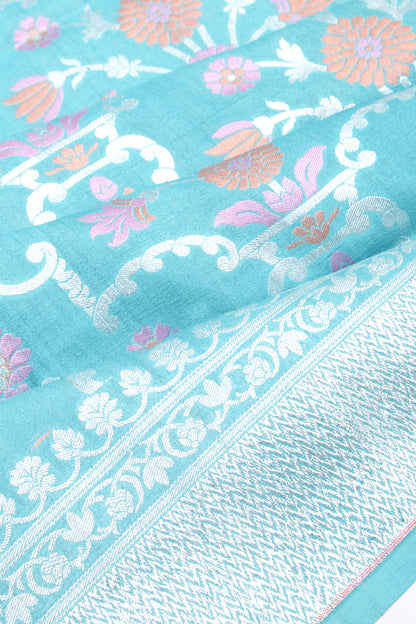 Banarasi Tussar Georgette Jaal Blue Saree