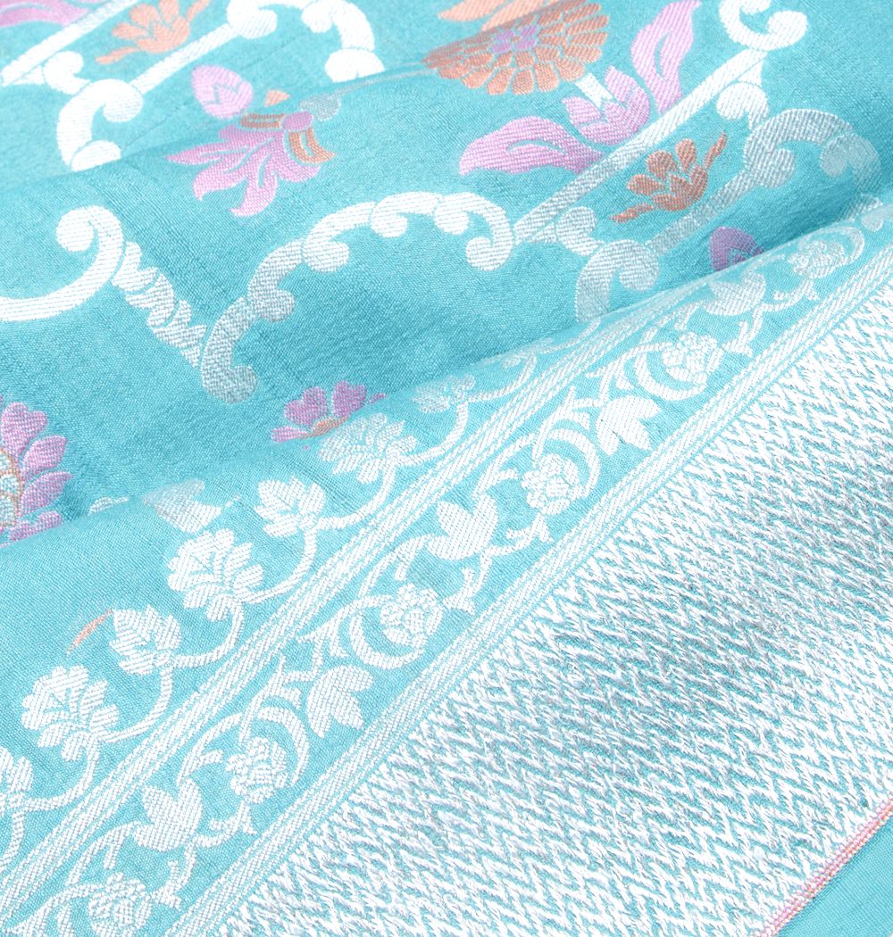 Banarasi Tussar Georgette Jaal Blue Saree