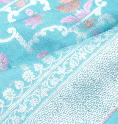 Banarasi Tussar Georgette Jaal Blue Saree