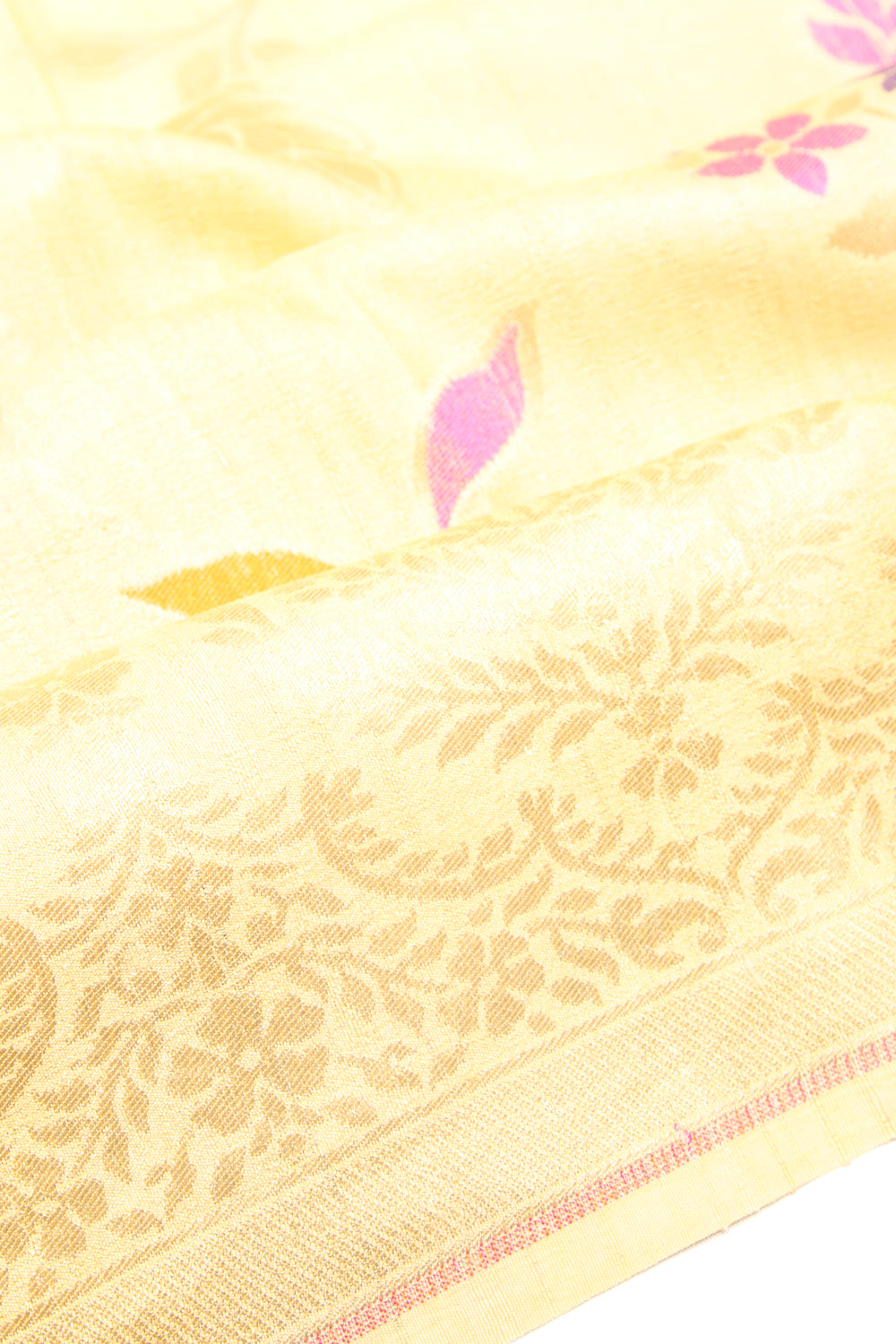 Banarasi Tussar Georgette Floral Printed Yellow Saree