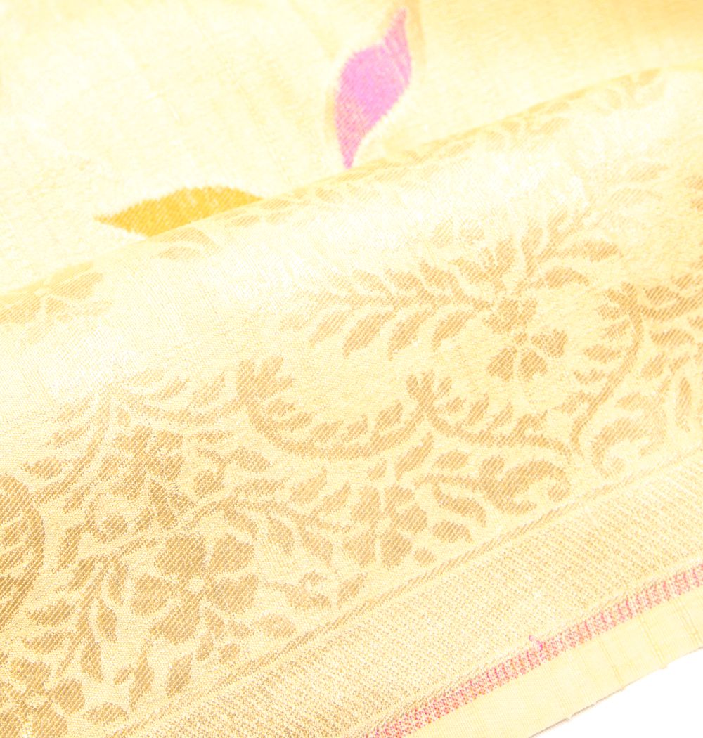 Banarasi Tussar Georgette Floral Printed Yellow Saree