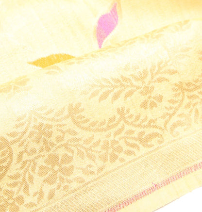 Banarasi Tussar Georgette Floral Printed Yellow Saree