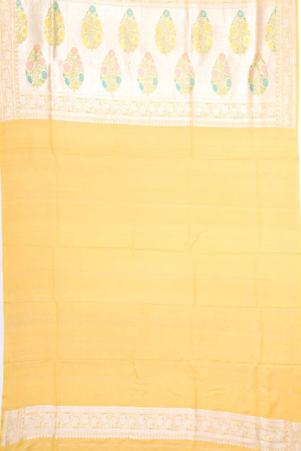 Banarasi Tussar Georgette Jaal Yellow Saree