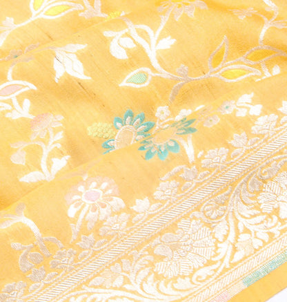 Banarasi Tussar Georgette Jaal Yellow Saree