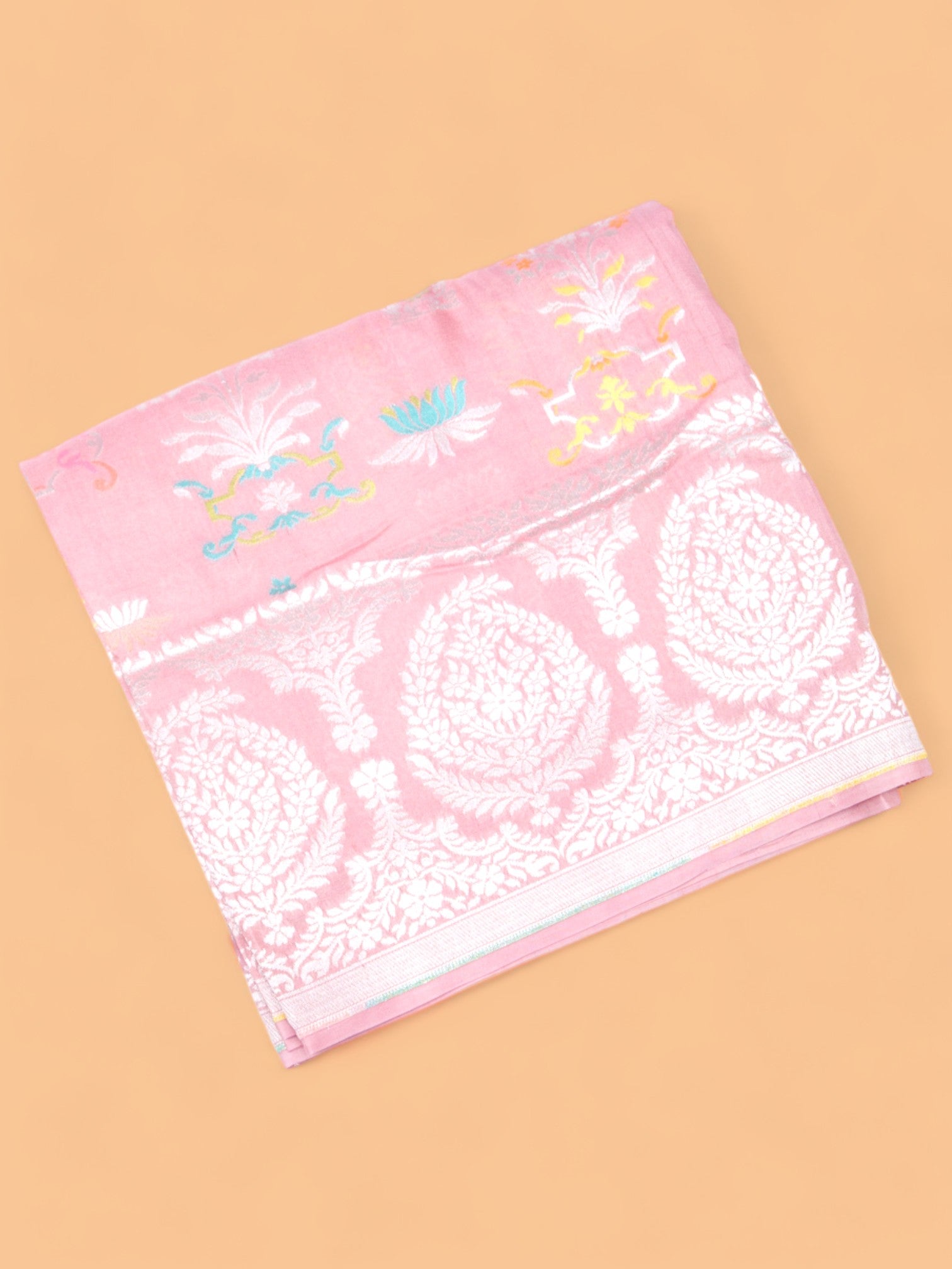 Banarasi Tussar Georgette Brocade Peach Saree