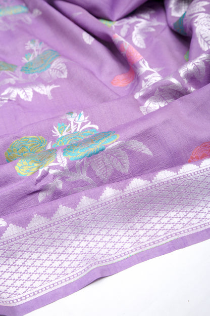 Banarasi Tussar Georgette Brocade Lavender Saree