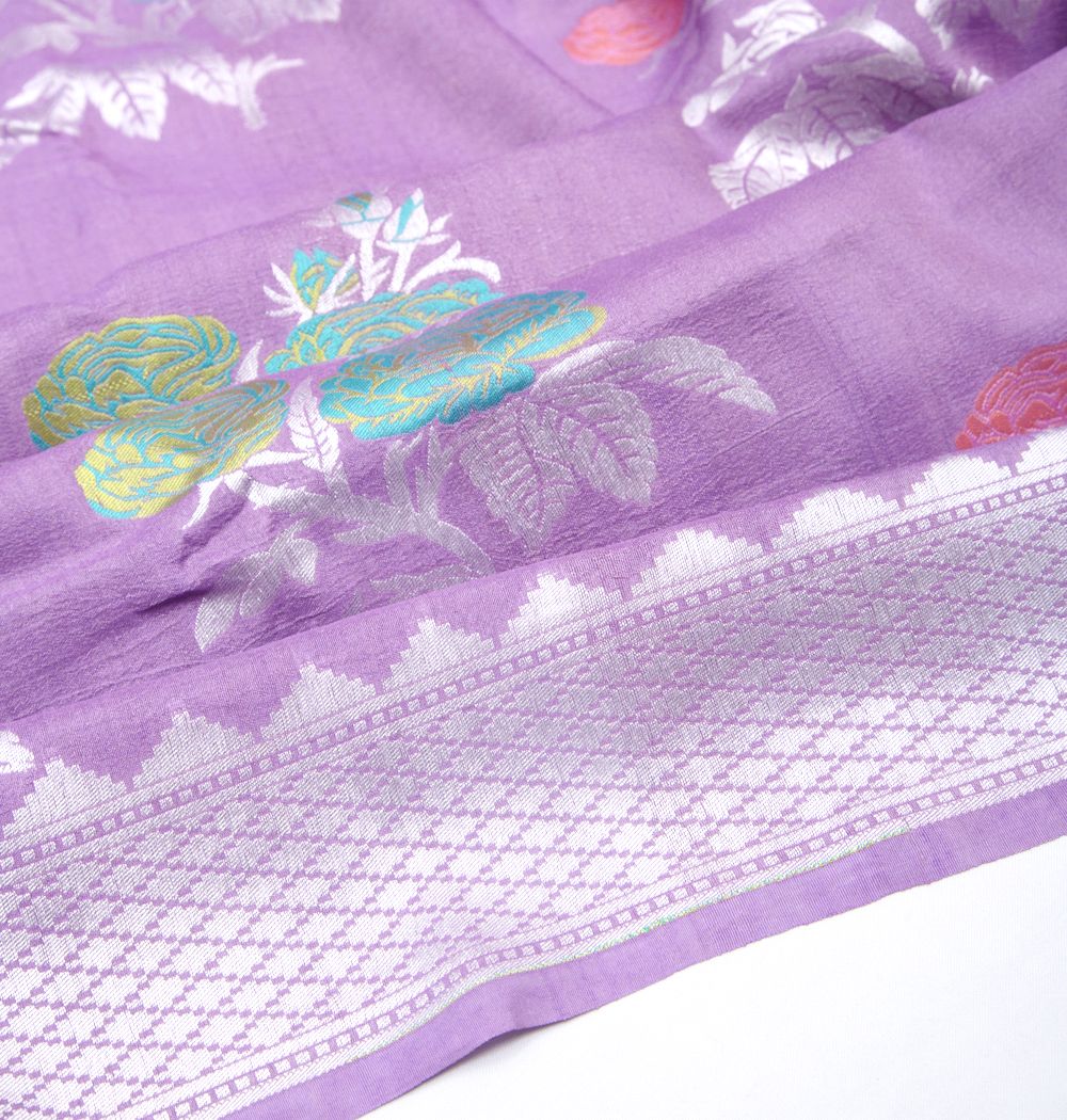 Banarasi Tussar Georgette Brocade Lavender Saree