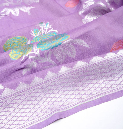 Banarasi Tussar Georgette Brocade Lavender Saree