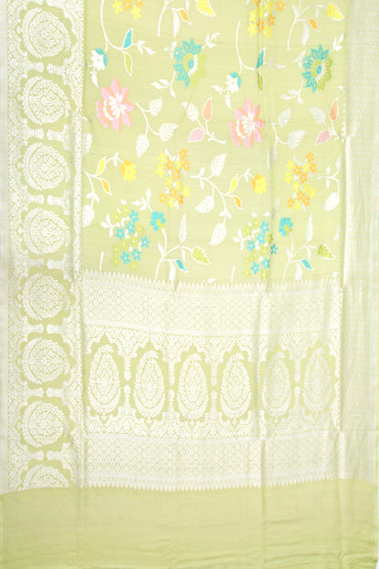Banarasi Tussar Georgette Jaal Pastel Green Saree