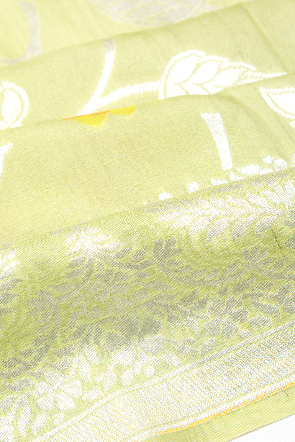 Banarasi Tussar Georgette Jaal Pastel Green Saree