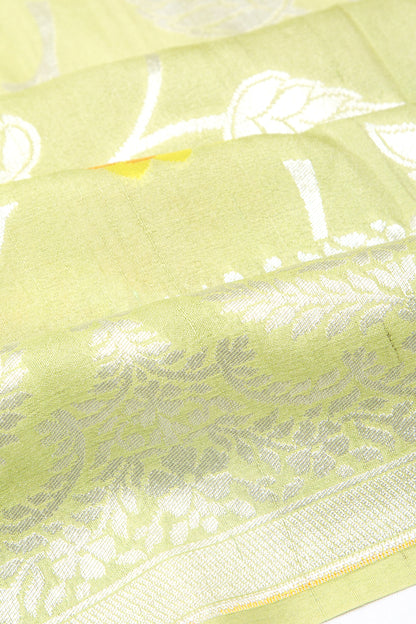 Banarasi Tussar Georgette Jaal Pastel Green Saree