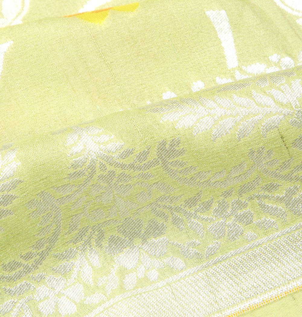 Banarasi Tussar Georgette Jaal Pastel Green Saree