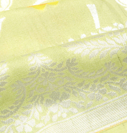 Banarasi Tussar Georgette Jaal Pastel Green Saree