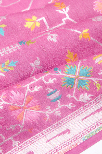Banarasi Tussar Georgette Jaal Pink Saree