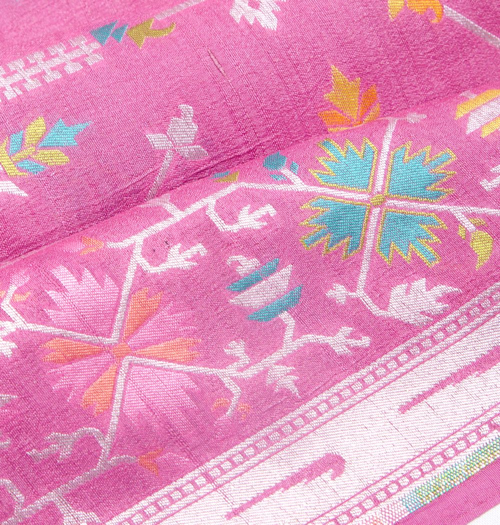 Banarasi Tussar Georgette Jaal Pink Saree