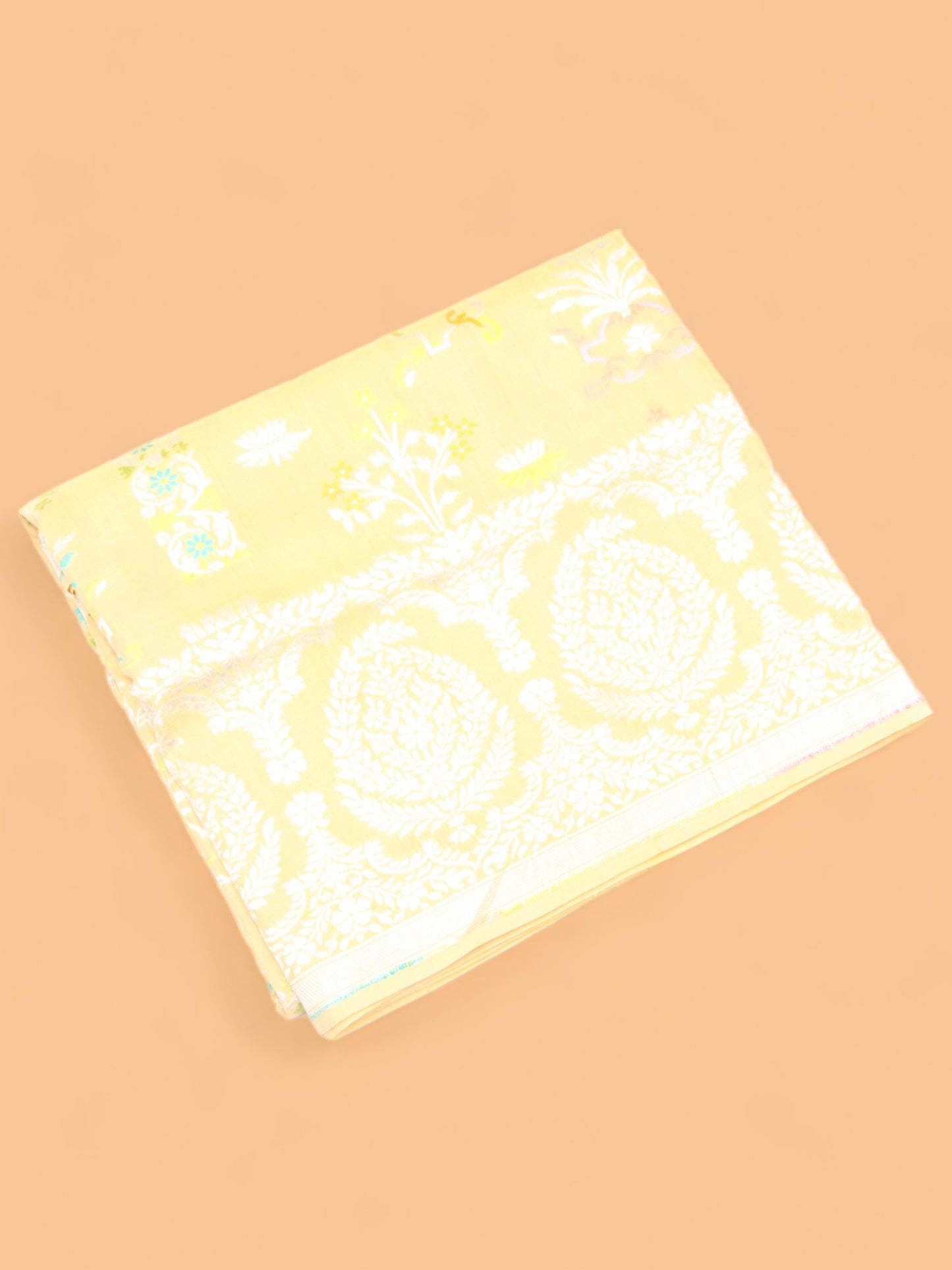 Banarasi Tussar Georgette Jaal Yellow Saree