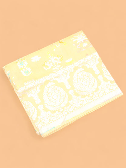 Banarasi Tussar Georgette Jaal Yellow Saree