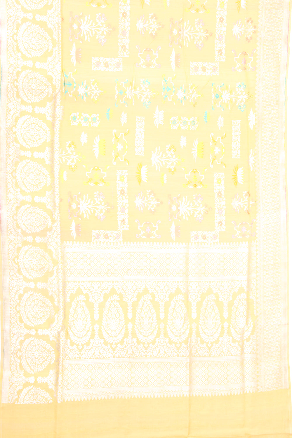 Banarasi Tussar Georgette Jaal Yellow Saree