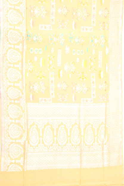 Banarasi Tussar Georgette Jaal Yellow Saree