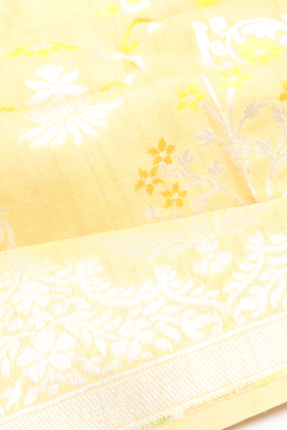 Banarasi Tussar Georgette Jaal Yellow Saree