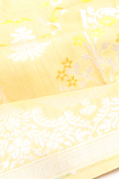 Banarasi Tussar Georgette Jaal Yellow Saree