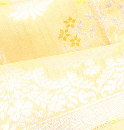 Banarasi Tussar Georgette Jaal Yellow Saree